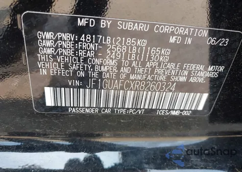 2024 Subaru Impreza Sport 5-Door from USA, damaged, VIN JF1GUAFCXR8260324